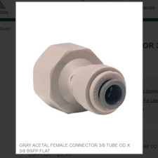 GRAY ACETAL FEMALE CONNECTOR 3/8 TUBE OD X 3/8 BSPP FLAT # PI451213S