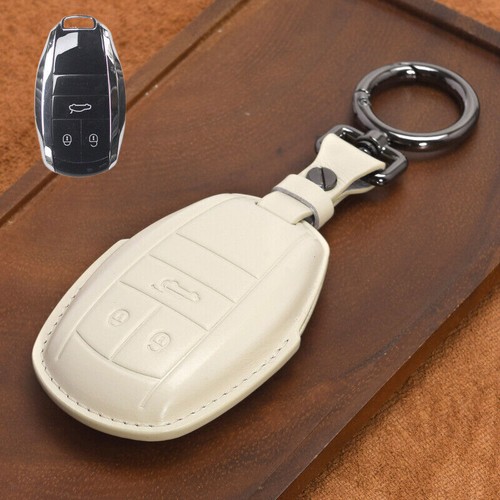 Genuine Leather Car Key Fob Case Cover For Bentley Bentayga Flying Spur GT 2018 - Foto 11 di 13