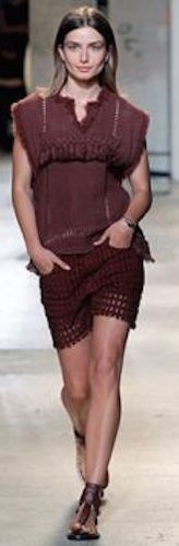 $715 ISABEL MARANT ETOILE MAINLINE "Tacey" Runway Crochet Top SZ 38 Rust Fringe - Picture 6 of 11
