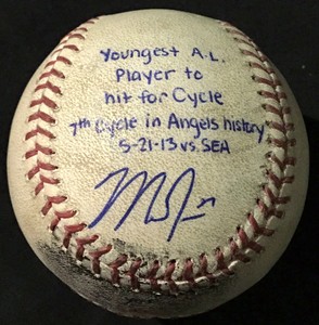 Details About Mike Trout Signed Game Used 52113 Baseball Youngest Al Cycle Mlb Holo Psa
