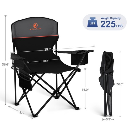 2 Pack Portable Camping Chair Heavy Duty Folding Chair w/ Cooler Pouch ,Beach - Picture 9 of 9