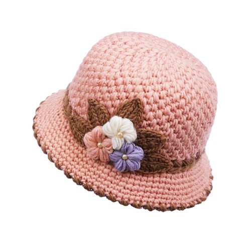 Women’s Winter Warm Knit Cloche Hat With Crochet Flower Layer Q0D9 - Bild 12 von 16