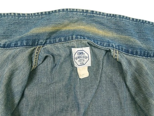*HOT VINTAGE Herren EDWIN @ 5463 DETROIT WORKWEAR 2 Taschen Denim JACKE Jeans M - Bild 8 von 13