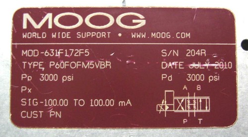 Servoválvula Moog 631F172F5 reconstruida con 12 meses de garantía - Imagen 3 de 3