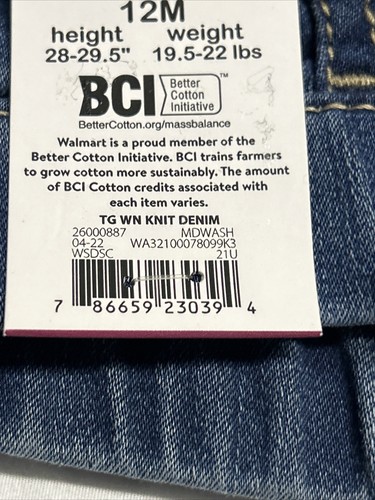 Wonder Nation Baby Girl's Skinny Knit Denim Jeans - Sizes 12M - Mdwash - NWT - Picture 16 of 17