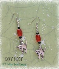 DIY Fright Cat Halloween Beaded Earring Kit with Instructions