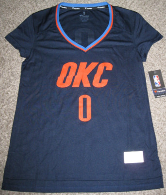 Russell Westbrook OKC Thunder Navy Blue Womens Sleeved Fanatics FastBreak Jersey