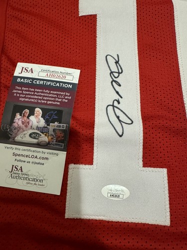 Joe Montana HOF Autographed Red Custom Football Jersey 49ers COA JSA - Picture 2 of 4