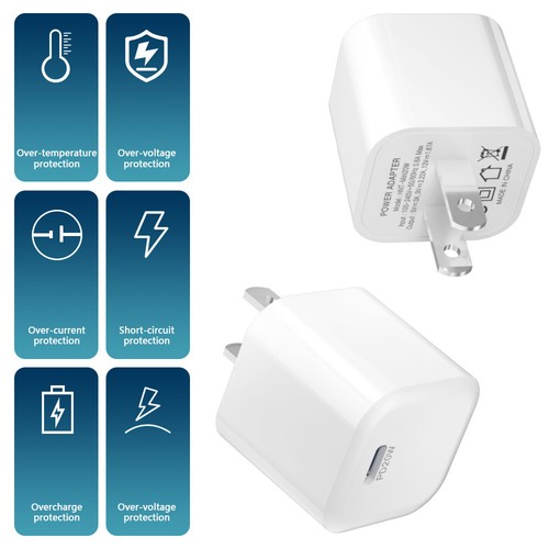 20W USB Type C Wall Charger Power Adapter Fast Block Charging Cube Brick Box NEW - Photo 7 sur 14