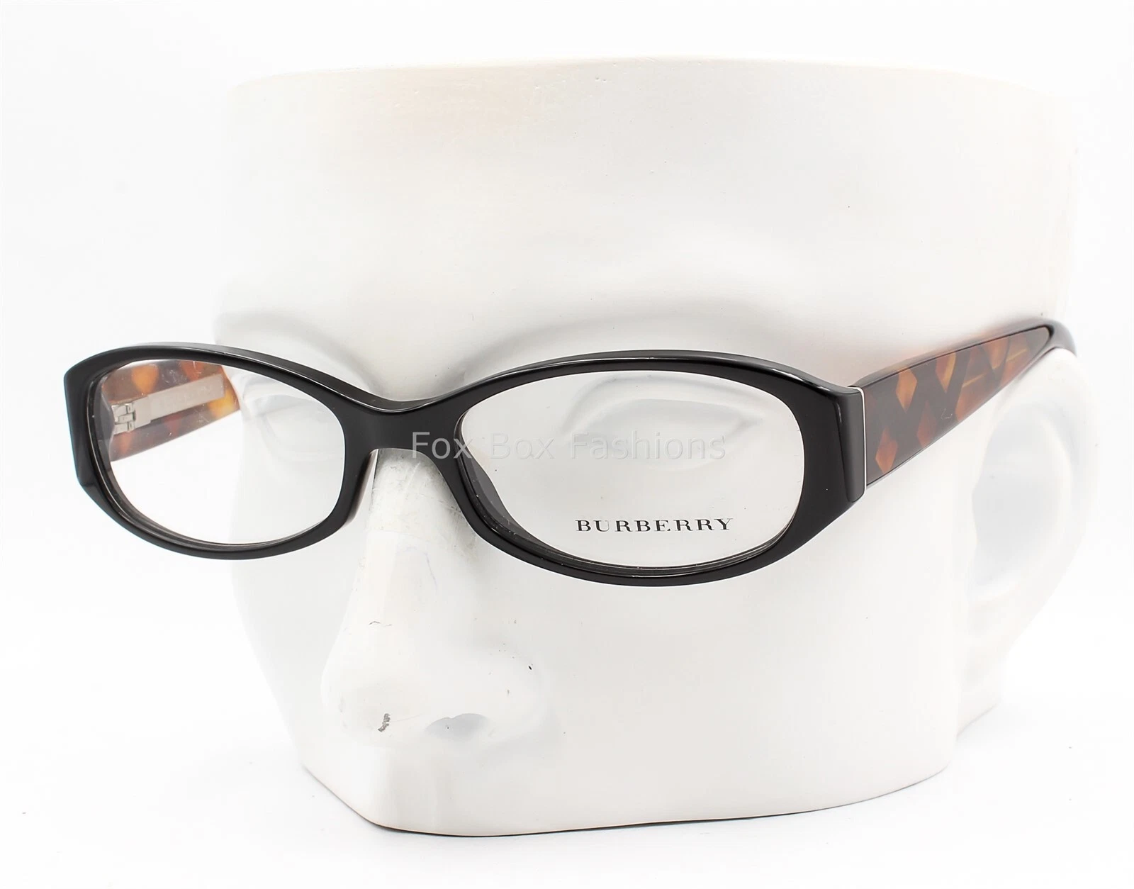 Burberry B 2118 3329 Eyeglasses Glasses Black w/ Plaid Temples 50mm (Small)