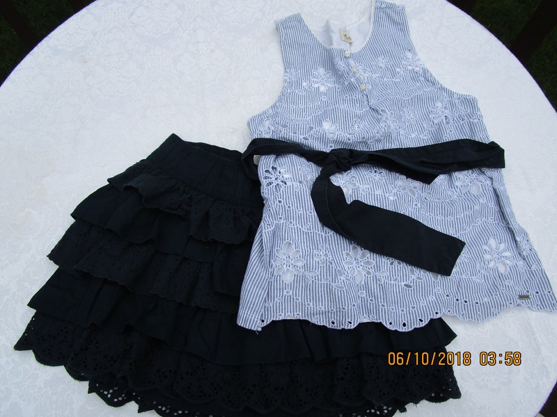 Hollister Kids Children  Eyelet Ruffled Skirt & Top~Small~Blue/White CUTE!