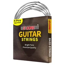 5 Core Bass Guitar Strings Extra Light Gauge Bright & Powerful Tone 4 String Set
