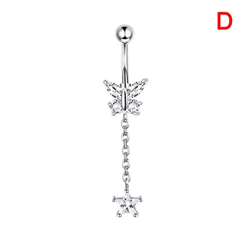 14g Crystal Navel Ring Harbell Dang Body Piercing Boully Button Rings -mx - Bild 12 von 21