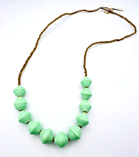 Uganda Hand Crafted Mint Green Paper Bead Necklace - Picture 4 of 5