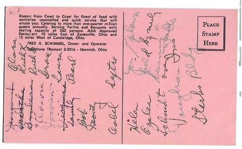 Postal publicitaria antigua de Norwich, Ohio, Baker's Restaurant - Imagen 2 de 3