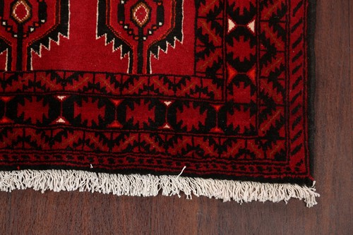 Nomadic Rust Wool Geometric Balouch Area Rug 4x5 Hand-knotted Tribal Carpet - Picture 5 of 14