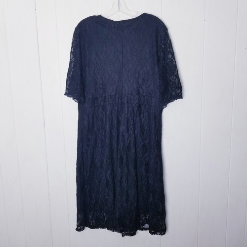 Pinup abito moda taglie forti 20W nero finto pizzo avvolgente NUOVO - Foto 20 di 22