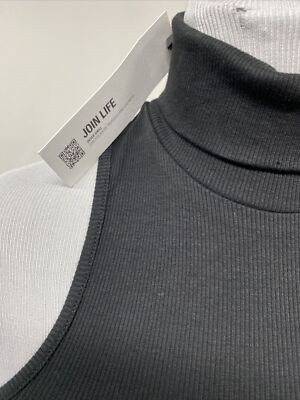 ZARA Juniors S Black Sleeveless Ribbed Turtleneck Bodycon
