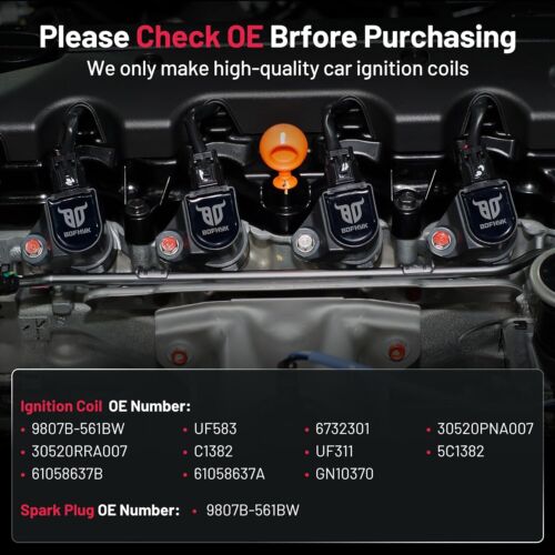 4 Ignition Coil Pack and Spark Plug UF583 UF311 For 2002-2009 Honda CR-V 2.4L L4 - Picture 4 of 8