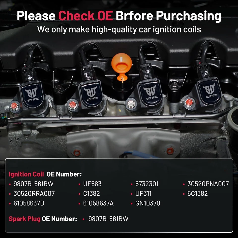4x Ignition Bobinas UF311 & iridium Spark plugs For Honda Odyssey Accord Acu Foto 4 de 4