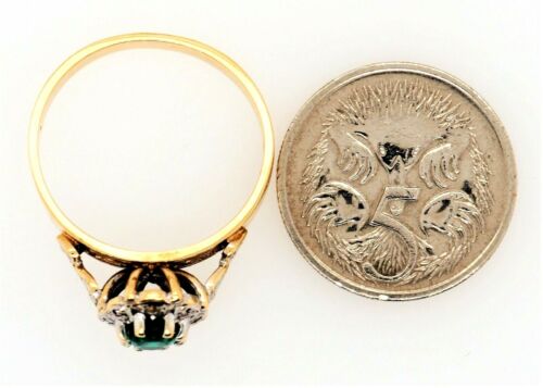 Emerald & Diamond 9ct Yellow Gold Cluster Ring - Picture 12 of 12