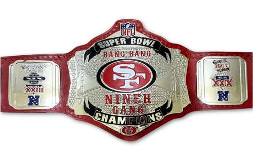 SF San Francisco 49ERS NFL Championship Belt Adult Size 2mm Brass - Picture 2 of 6