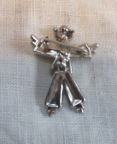 Dancer Pin Bottom Wiggles Vintage Multicolor Rhinestones TINY - Foto 8 di 9