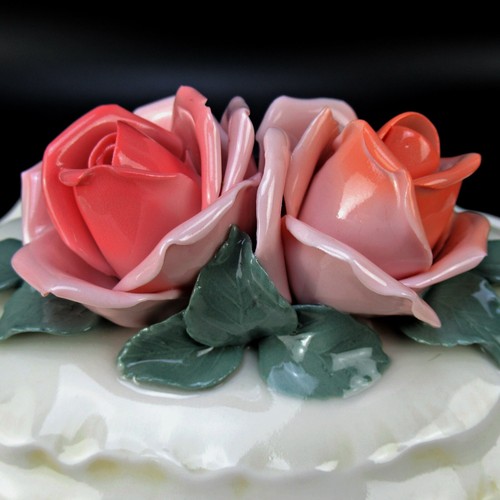 Karl Ens Porzellan Dose Blumen Blüten Volkstedt Art Deco 30er 40er Porcelain Box - 第 6/8 張圖片