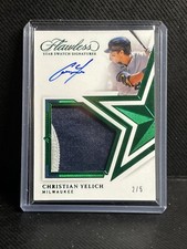 Christian Yelich 2022 Panini Flawless JERSEY GAME USED PATCH AUTO emerald /5