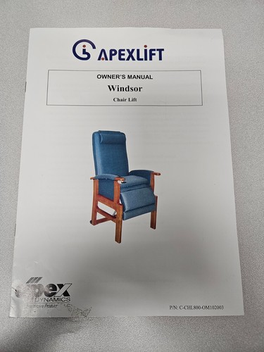 Used Owner's Manual for APEXLIFT Windsor Chair Lift - Picture 1 of 2