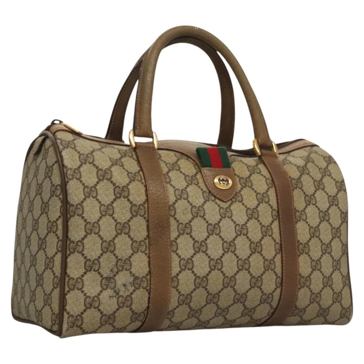 Sac GUCCI GG Supreme Web Sherry Line Boston PVC beige or 40 02 007 authentique 116652