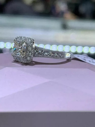2Ct Princess Cut Lab-Created Diamond Halo Engagement Ring 14K White Gold Plated - Picture 2 of 8