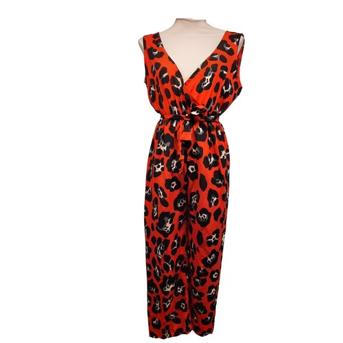 Womens V neck Rose Black Playsuit Sleevless Ladies summer Jumpsuit size 8 10 14 - Picture 21 of 24