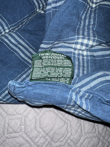 Lauren Ralph Lauren Twin Comforter Linen & Cotton Blue White Plaid - Picture 7 of 11