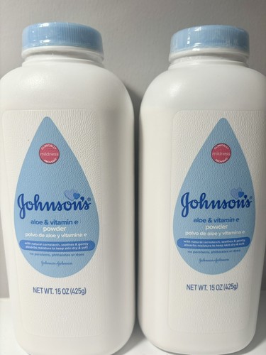 2 Pack - Johnson's Aloe Vitamin E Baby Powder 15 oz New Sealed Talc-Free - 第 5/5 張圖片