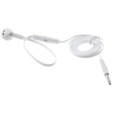 MONO HEADSET WIRED EARPHONE SINGLE EARBUD 3.5MM HEADPHONE FLAT WHITE for PHONES