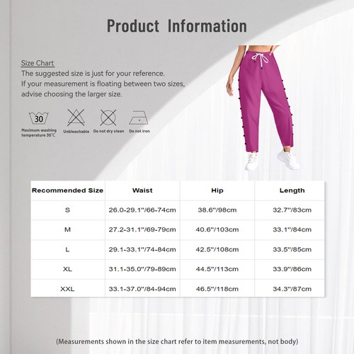 Womens Casual Leisure Pants Lounging Capri High Waist Drawstring Side Elastic - Picture 99 of 124