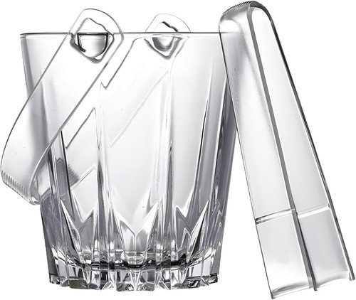 Glass Ice Bucket Wine Beer Champagne Cooler with Plastic Tongs - Picture 3 of 5