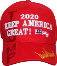 Donald Trump Signature Official 100% Cotton Embroidered Red Cap HAT MAGA Crest