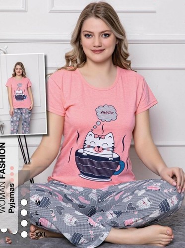 Damen Pyjama Schlafanzug Kurz 2-Teiler Set E-62 - Bild 16 von 20