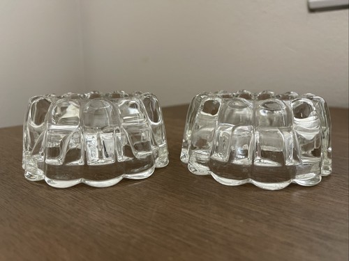Princess House Candle Holders 3 Way Ribbed Scalloped Set of 2 #438 - Picture 3 of 3