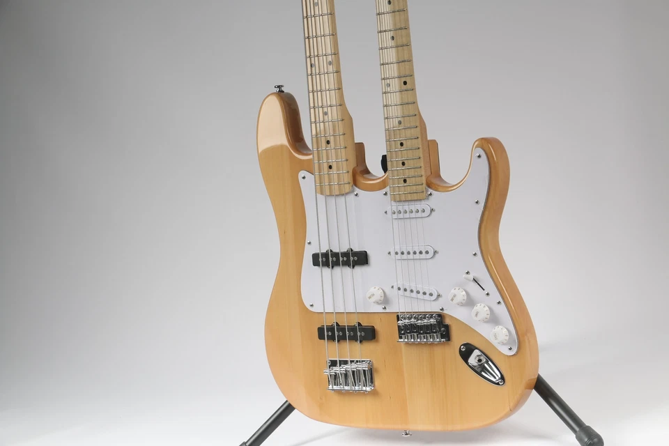 Guitarra Eléctrica Doble Cuello ST Nature Body 4+6 Cuerdas Golpeador Blanco Foto 4 de 4