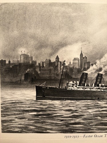 Grabado a lápiz Ocean Liner Steam Ship City 13,75 11,25 impresión Seth Hoffman 1945 - Imagen 5 de 5