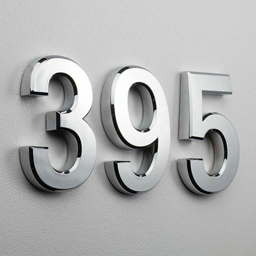 3D Letterbox House Numbers Chrome Sticker Self Adhesive for Wall, Door Mount 0-9 - Picture 6 of 78