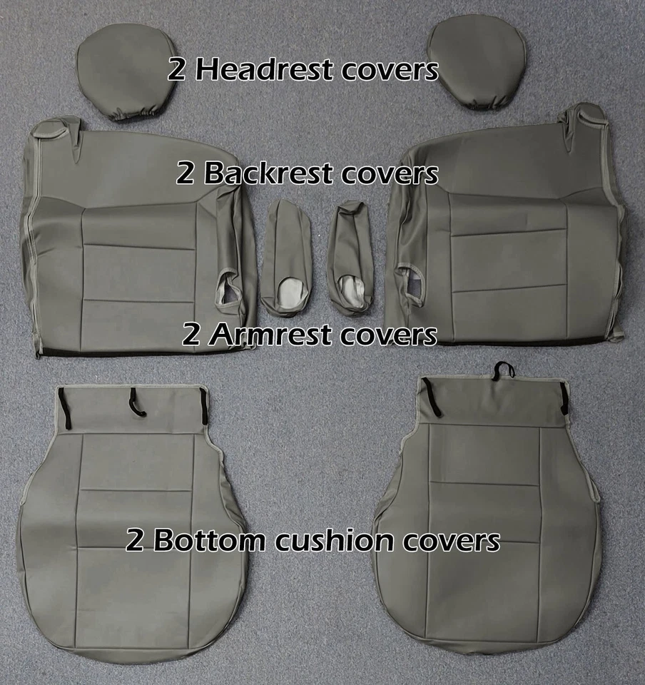 适用于雪佛兰 SILVERADO 2000 - 2002 S.LEATHER 2 前座和 2 支臂套 Charcoal — 第 2/4 张图片