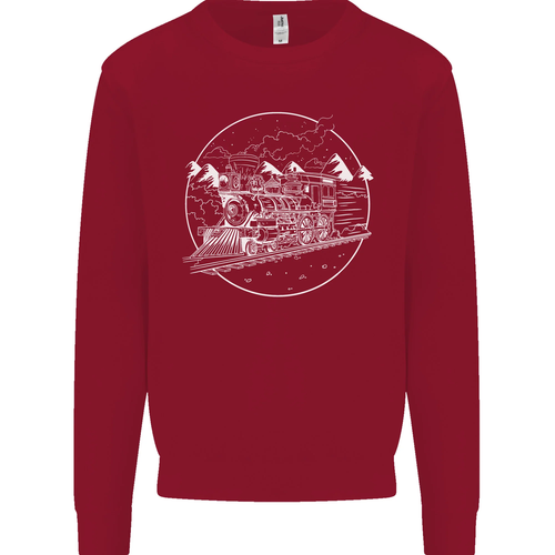 White Locomotive Steam Engine Train Spotter Kids Sweatshirt Boys Girls Jumper - Picture 36 of 67