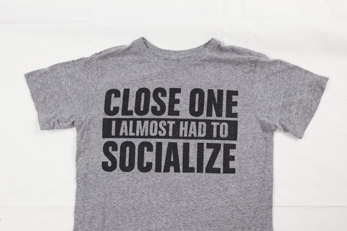 Childrens Place Boys Toddler Medium (M 7/8) Grey ALMOST HAD TO SOCIALIZE T-Shirt - Picture 5 of 8