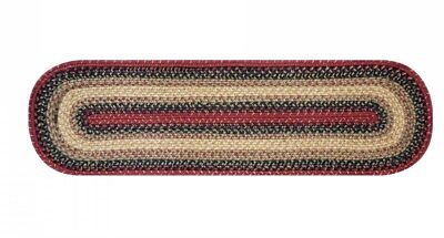Tan Braided Jute 11" x 36" Rectangle Table Runner Casual Country York Deep Red 