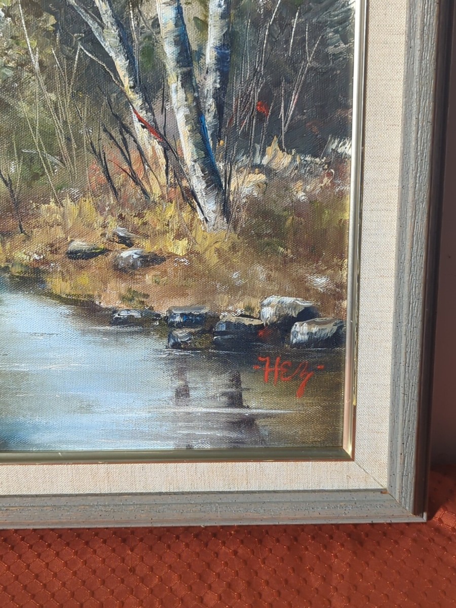 Scenic Oil Painting Signed Hez 15.5