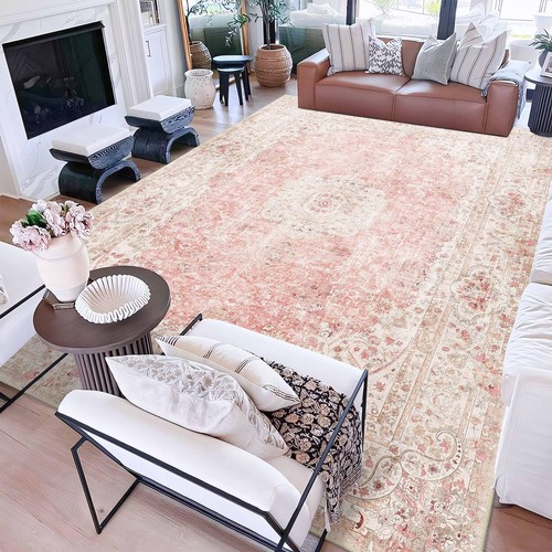 9x12 Area Rugs Washable,Pink Rug for Living Room Bedroom Dining Room,Large Bo... - Picture 3 of 6